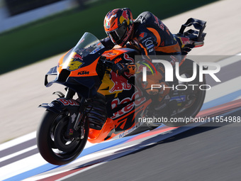 Pol Espargaro of Spain and Red Bull KTM Factory Racing rides on track during the Qualify of MotoGP Of San Marino at Misano World Circuit in...