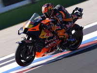 Pol Espargaro of Spain and Red Bull KTM Factory Racing rides on track during the Qualify of MotoGP Of San Marino at Misano World Circuit in...