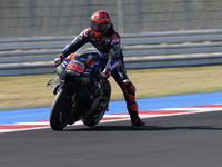 Fabio Quartararo of France and Monster Energy Yamaha MotoGP rides on track during the qualifying session of the MotoGP of San Marino at Misa...