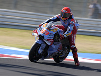 Marc Marquez of Spain and Gresini Racing MotoGP rides on track during the Qualify of MotoGP of San Marino at Misano World Circuit in Misano...