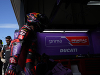 Jorge Martin of Spain and Prima Pramac Racing enter the box during the Qualify of MotoGP Of San Marino at Misano World Circuit in Misano Adr...