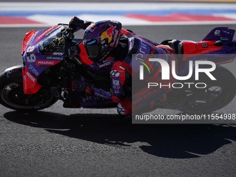 Jorge Martin of Spain and Prima Pramac Racing rides on track during the Qualify of MotoGP Of San Marino at Misano World Circuit in Misano Ad...