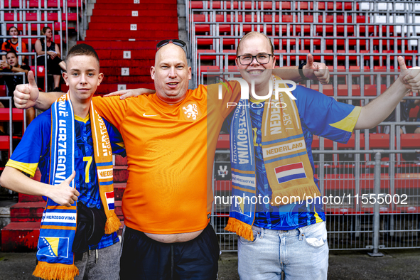 Supporters of the Netherlands and supporters of Bosnia and Herzegovina during the match between the Netherlands and Bosnia and Herzegovina a...