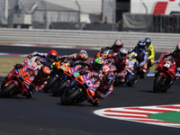 Jorge Martin of Spain and Prima Pramac Racing rides on track in front of Francesco Bagnaia of Italy and Ducati Lenovo Team during the Sprint...