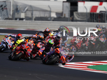 Jorge Martin of Spain and Prima Pramac Racing rides on track in front of Francesco Bagnaia of Italy and Ducati Lenovo Team during the Sprint...