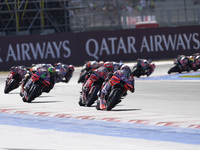 Jorge Martin of Spain and Prima Pramac Racing rides on track in front of Francesco Bagnaia of Italy and Ducati Lenovo Team during the Sprint...