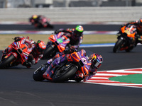 Jorge Martin of Spain and Prima Pramac Racing rides on track in front of Francesco Bagnaia of Italy and Ducati Lenovo Team during the Sprint...