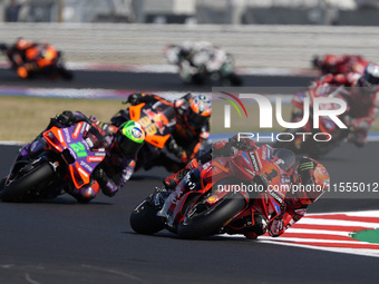 Francesco Bagnaia of Italy and Ducati Lenovo Team rides on track during the Sprint Race of MotoGP of San Marino at Misano World Circuit in M...