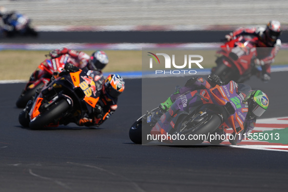 Franco Morbidelli of Italy and Prima Pramac Racing rides on track during the Sprint Race of MotoGP of San Marino at Misano World Circuit in...