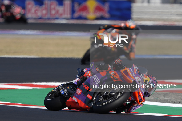 Jorge Martin of Spain and Prima Pramac Racing rides on track during the Sprint Race of MotoGP of San Marino at Misano World Circuit in Misan...