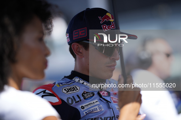 Marc Marquez of Spain and Gresini Racing MotoGP looks on prior to the Sprint Race of MotoGP of San Marino at Misano World Circuit in Misano...