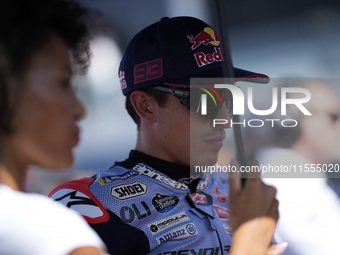 Marc Marquez of Spain and Gresini Racing MotoGP looks on prior to the Sprint Race of MotoGP of San Marino at Misano World Circuit in Misano...