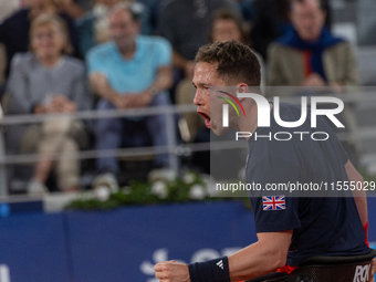 Alfie Hewett of the UK competes during the Wheelchair Tennis Men's Singles Gold Medal Match against Tokito Oda of Japan on Court Philippe Ch...