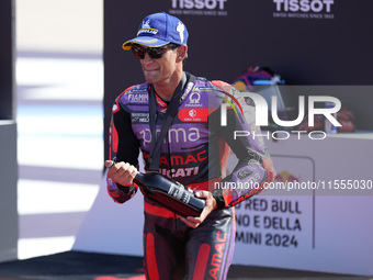 Jorge Martin of Spain and Prima Pramac Racing celebrate the victory of the Sprint Race of MotoGP Of San Marino at Misano World Circuit in Mi...