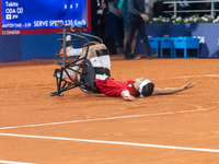 Tokito Oda of Japan reacts after he wins the gold medal in the Wheelchair Tennis - Men's Singles Gold Medal Match between Alfie Hewett of th...