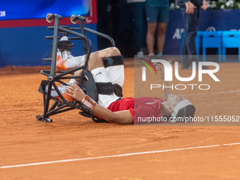 Tokito Oda of Japan reacts after he wins the gold medal in the Wheelchair Tennis - Men's Singles Gold Medal Match between Alfie Hewett of th...