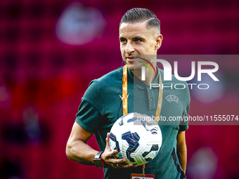 Referee Donatas Rumsas officiates the match between the Netherlands and Bosnia and Herzegovina at the Philips Stadium for the UEFA Nations L...