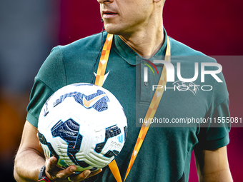 Referee Donatas Rumsas officiates the match between the Netherlands and Bosnia and Herzegovina at the Philips Stadium for the UEFA Nations L...