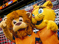 Mascots of the Netherlands, Dutchy and Kicky, during the match between the Netherlands and Bosnia and Herzegovina at the Philips Stadium for...