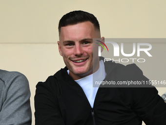 Former Pie, Macaulay Langstaff, now of Millwall, takes his seat ahead of the Sky Bet League 2 match between Notts County and Accrington Stan...