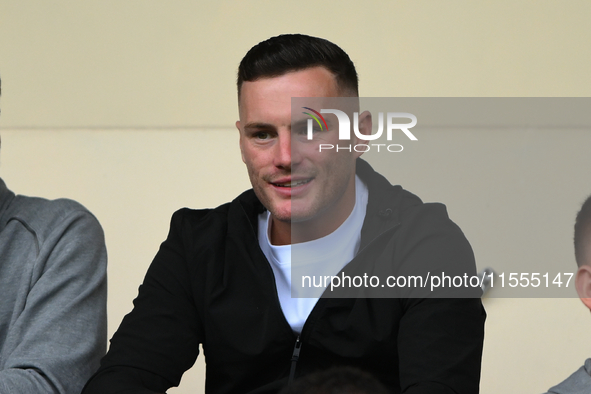 Former Pie, Macaulay Langstaff, now of Millwall, takes his seat ahead of the Sky Bet League 2 match between Notts County and Accrington Stan...