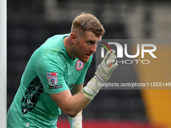 Michael Kelly of Accrington Stanley lines up his wall during the Sky Bet League 2 match between Notts County and Accrington Stanley at Meado...