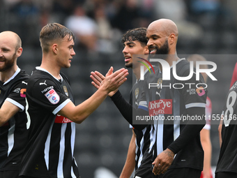 Lewis Macari of Notts County and David McGoldrick of Notts County celebrate during the Sky Bet League 2 match between Notts County and Accri...