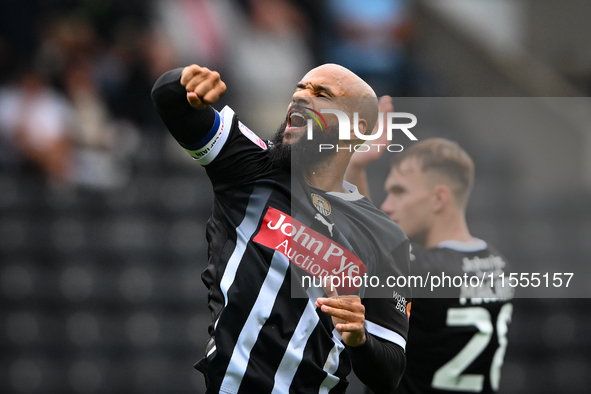 David McGoldrick of Notts County celebrates after scoring a goal to make it 2-0 during the Sky Bet League 2 match between Notts County and A...