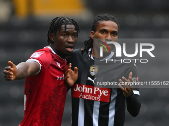 Nelson Khumbeni of Accrington Stanley and Jevani Brown of Notts County during the Sky Bet League 2 match between Notts County and Accrington...