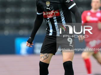 Cedwyn Scott of Notts County looks for options during the Sky Bet League 2 match between Notts County and Accrington Stanley at Meadow Lane...