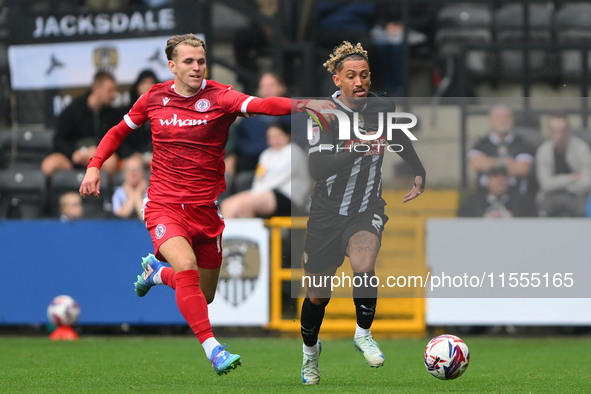 Alex Henderson of Accrington Stanley and Kellan Gordon of Notts County during the Sky Bet League 2 match between Notts County and Accrington...