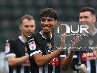 George Abbott of Notts County celebrates victory during the Sky Bet League 2 match between Notts County and Accrington Stanley at Meadow Lan...