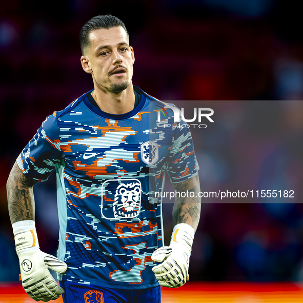 Netherlands goalkeeper Nick Olij during the match between the Netherlands and Bosnia and Herzegovina at the Philips Stadium for the UEFA Nat...