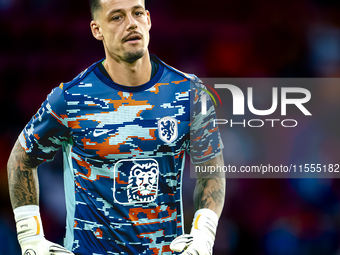 Netherlands goalkeeper Nick Olij during the match between the Netherlands and Bosnia and Herzegovina at the Philips Stadium for the UEFA Nat...