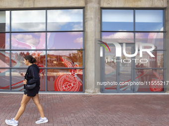 A person walks at the Benfica ''Estadio da Luz'' in Lisbon, Portugal, on September 7, 2024. The soccer team has a new coach, Portuguese expe...