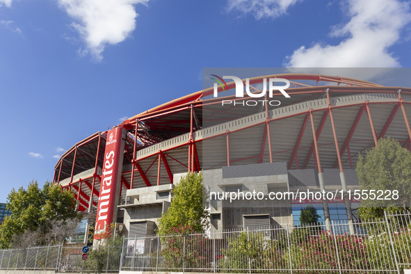 An exterior view of the Benfica ''Estadio da Luz'' in Lisbon, Portugal, on September 7, 2024. The soccer team has a new coach, Portuguese ex...