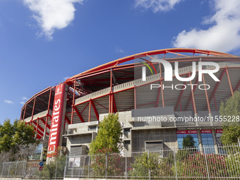 An exterior view of the Benfica ''Estadio da Luz'' in Lisbon, Portugal, on September 7, 2024. The soccer team has a new coach, Portuguese ex...