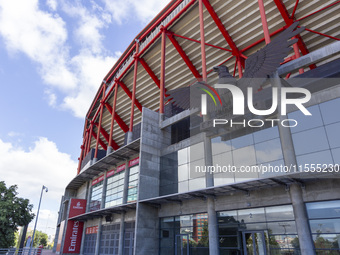 An exterior view of the Benfica ''Estadio da Luz'' in Lisbon, Portugal, on September 7, 2024. The soccer team has a new coach, Portuguese ex...