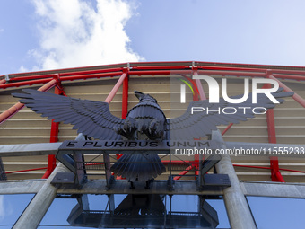 An exterior view of the Benfica ''Estadio da Luz'' in Lisbon, Portugal, on September 7, 2024. The soccer team has a new coach, Portuguese ex...