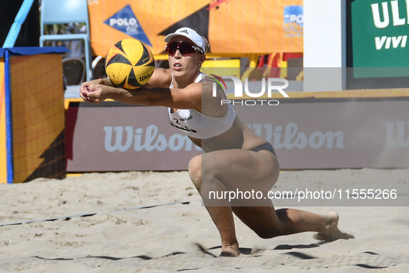 Belliero Piccinin J. and Cavestro G. (Purple) play against Orsi Toth R. (#2) and Bianchi G. (#1) (White) during the 16/8 final of the Fonzie...