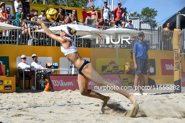 Belliero Piccinin J. and Cavestro G. (Purple) play against Orsi Toth R. (#2) and Bianchi G. (#1) (White) during the 16/8 final of the Fonzie...