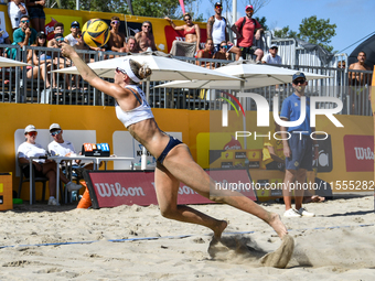 Belliero Piccinin J. and Cavestro G. (Purple) play against Orsi Toth R. (#2) and Bianchi G. (#1) (White) during the 16/8 final of the Fonzie...