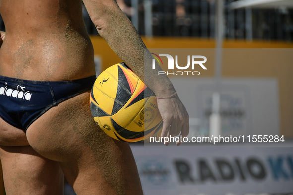 Belliero Piccinin J. and Cavestro G. (Purple) play against Orsi Toth R. (#2) and Bianchi G. (#1) (White) during the 16/8 final of the Fonzie...