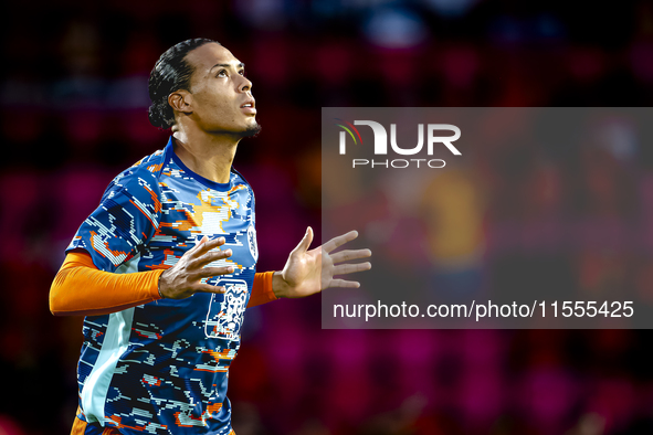 Netherlands defender Virgil van Dijk plays during the match between the Netherlands and Bosnia and Herzegovina at the Philips Stadium for th...