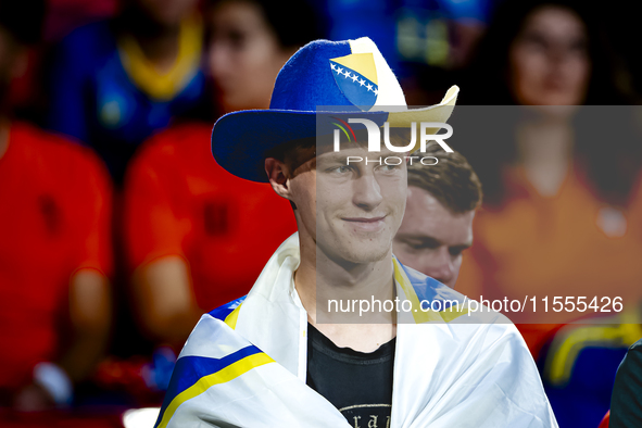 Supporters of Bosnia and Herzegovina during the match between the Netherlands and Bosnia and Herzegovina at the Philips Stadium for the UEFA...