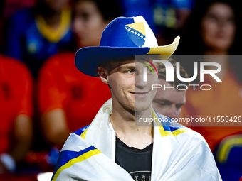 Supporters of Bosnia and Herzegovina during the match between the Netherlands and Bosnia and Herzegovina at the Philips Stadium for the UEFA...