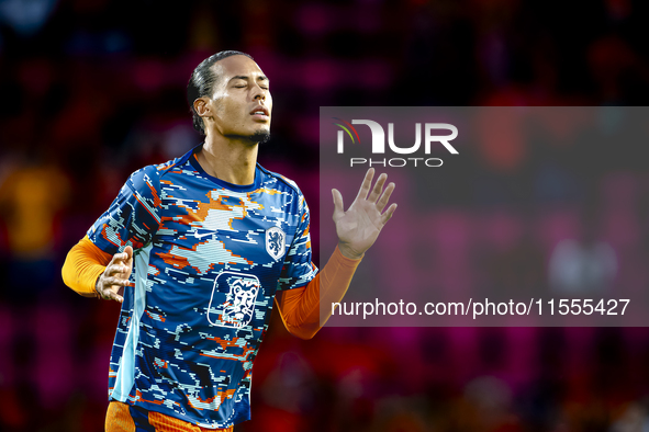 Netherlands defender Virgil van Dijk plays during the match between the Netherlands and Bosnia and Herzegovina at the Philips Stadium for th...