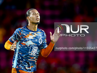 Netherlands defender Virgil van Dijk plays during the match between the Netherlands and Bosnia and Herzegovina at the Philips Stadium for th...