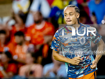 Netherlands midfielder Xavi Simons plays during the match between the Netherlands and Bosnia and Herzegovina at the Philips Stadium for the...