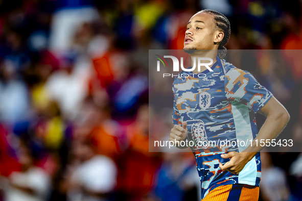 Netherlands midfielder Xavi Simons plays during the match between the Netherlands and Bosnia and Herzegovina at the Philips Stadium for the...